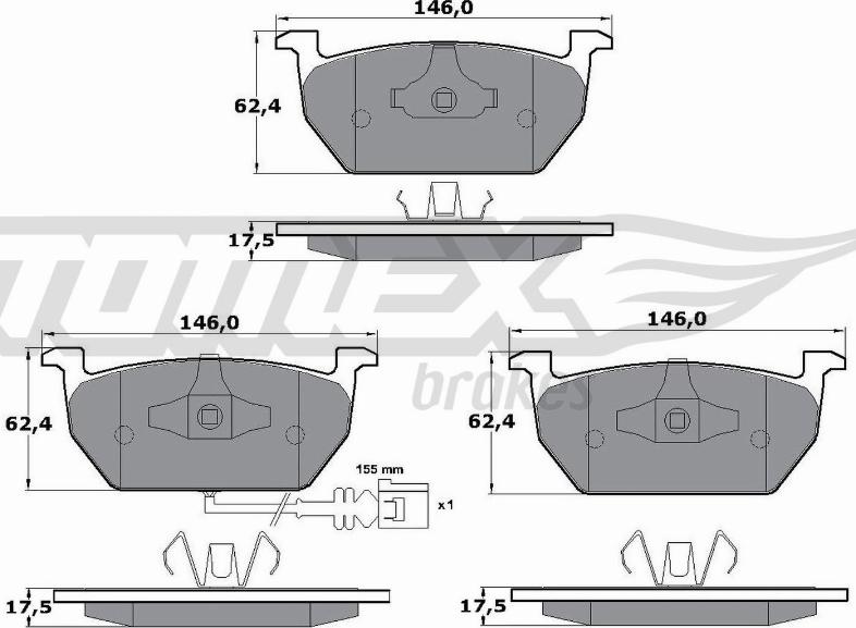 TOMEX brakes TX 17-03 - Fren balata seti, diskli fren parts5.com