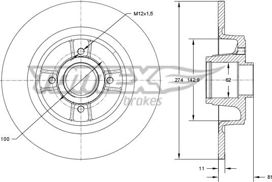 TOMEX brakes TX 70-801 - Féktárcsa parts5.com