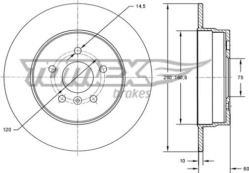 TOMEX brakes TX 71-45 - Brake Disc parts5.com