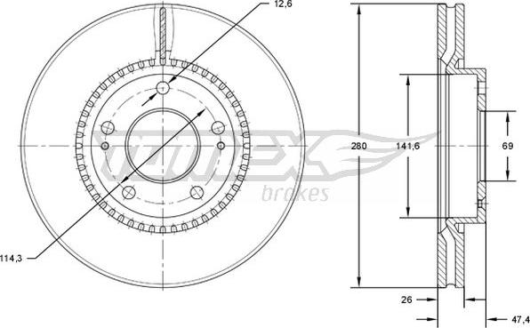 TOMEX brakes TX 71-35 - Disque de frein parts5.com