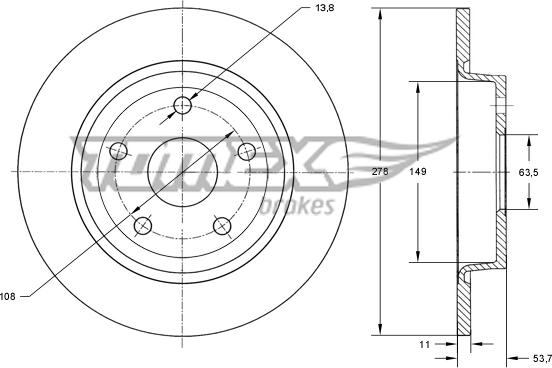 TOMEX brakes TX 73-94 - Kočni disk parts5.com