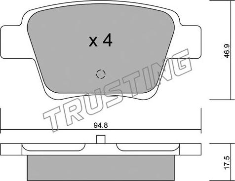 Trusting 655.0 - Тормозные колодки, дисковые, комплект parts5.com