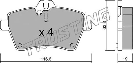 Trusting 662.0 - Sada brzdových platničiek kotúčovej brzdy parts5.com