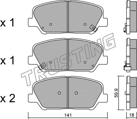 Trusting 1013.0 - Fékbetétkészlet, tárcsafék parts5.com