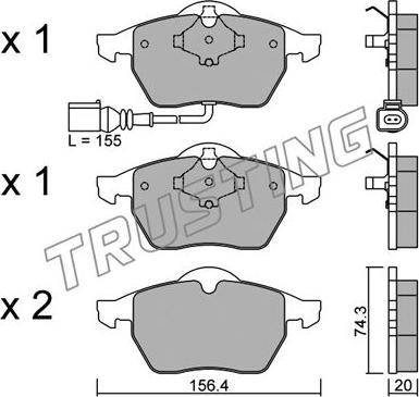 Trusting 188.4 - Sada brzdových platničiek kotúčovej brzdy parts5.com