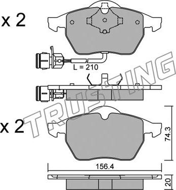 Trusting 188.0 - Sada brzdových platničiek kotúčovej brzdy parts5.com