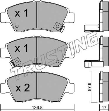 Trusting 178.0 - Zestaw klocków hamulcowych, hamulce tarczowe parts5.com