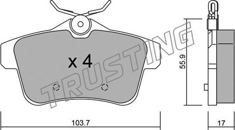 Trusting 872.0 - Тормозные колодки, дисковые, комплект parts5.com