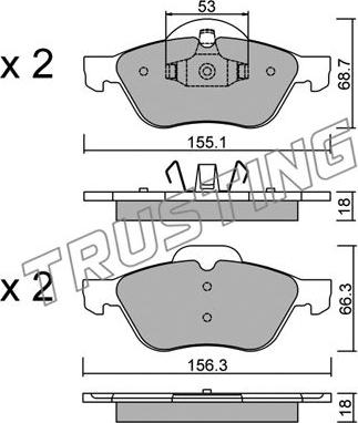 Trusting 344.0 - Тормозные колодки, дисковые, комплект parts5.com