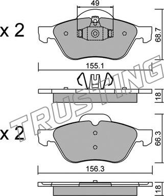 Trusting 344.1 - Sada brzdových platničiek kotúčovej brzdy parts5.com