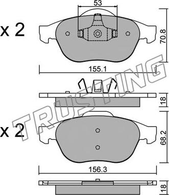 Trusting 345.0 - Тормозные колодки, дисковые, комплект parts5.com