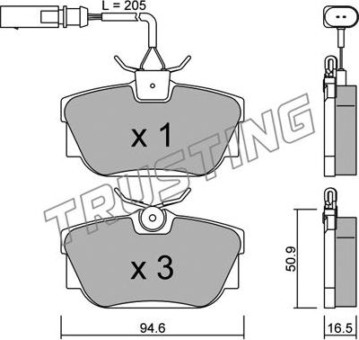 Trusting 355.1 - Brake Pad Set, disc brake parts5.com