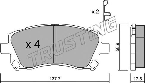 Trusting 305.0 - Fékbetétkészlet, tárcsafék parts5.com