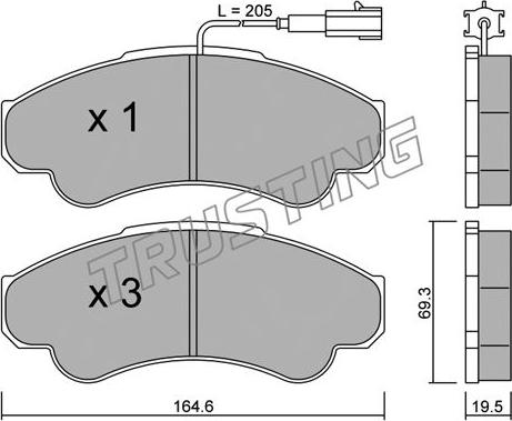 Trusting 335.0 - Sada brzdových platničiek kotúčovej brzdy parts5.com