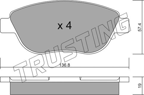 Trusting 331.1 - Komplet kočnih obloga, disk kočnica parts5.com