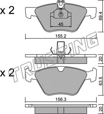 Trusting 261.0 - Brake Pad Set, disc brake parts5.com