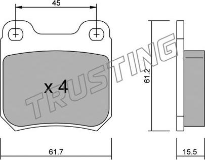 Trusting 284.0 - Komplet kočnih obloga, disk kočnica parts5.com