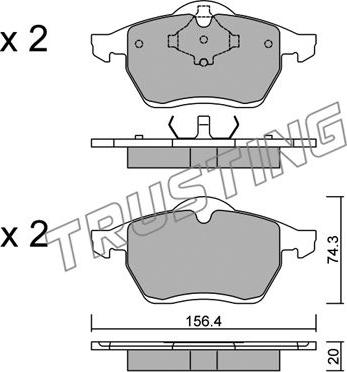 Trusting 288.0 - Komplet pločica, disk-kočnica parts5.com