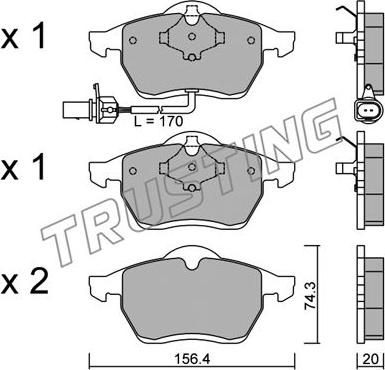 Trusting 288.1 - Kit de plaquettes de frein, frein à disque parts5.com