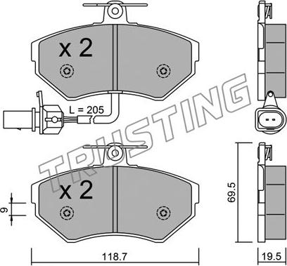 Trusting 224.2 - Zestaw klocków hamulcowych, hamulce tarczowe parts5.com