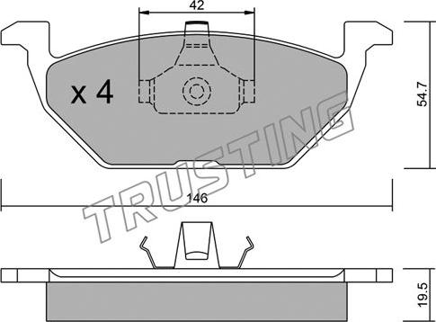 Trusting 220.0 - Sada brzdových destiček, kotoučová brzda parts5.com