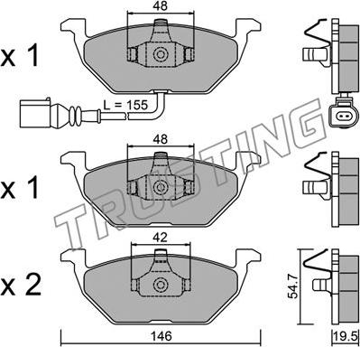 Trusting 220.2 - Sada brzdových platničiek kotúčovej brzdy parts5.com