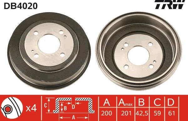 TRW DB4020 - Brzdový bubon parts5.com