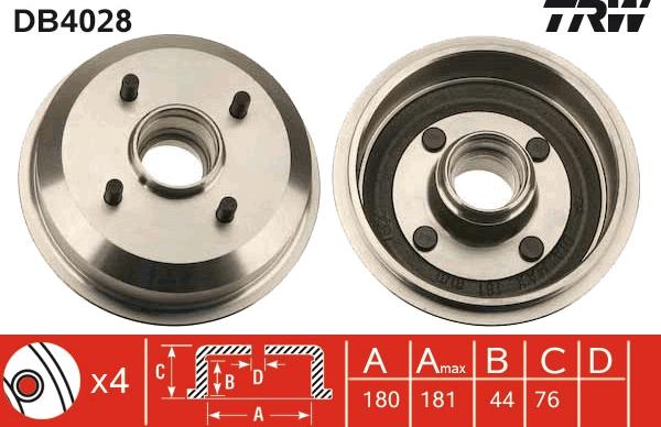 TRW DB4028 - Tambur frana parts5.com