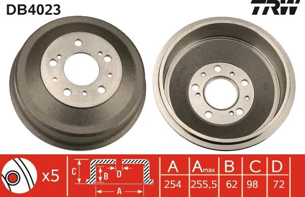 TRW DB4023 - Brzdový bubon parts5.com