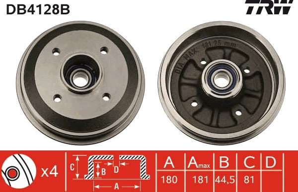 TRW DB4128B - Fren kampanası parts5.com