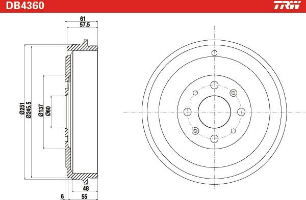 TRW DB4360 - Tambur frana parts5.com