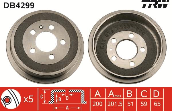 TRW DB4299 - Brake Drum parts5.com