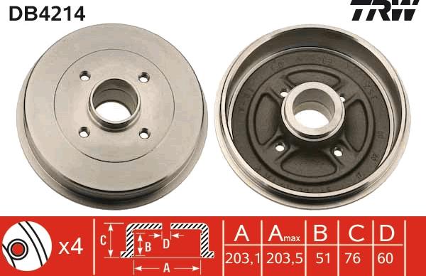 TRW DB4214 - Bremstrommel parts5.com