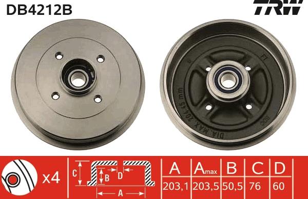 TRW DB4212B - Piduritrummel parts5.com