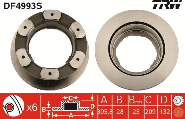 TRW DF4993S - Спирачен диск parts5.com