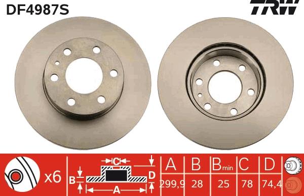 TRW DF4987S - Спирачен диск parts5.com