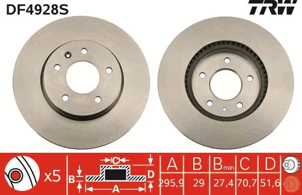 TRW DF4928S - Disco de freno parts5.com