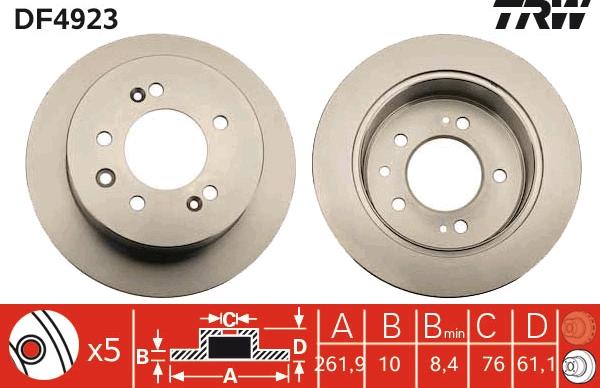 TRW DF4923 - Brake Disc parts5.com