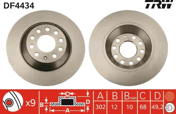 TRW DF4434 - Brake Disc parts5.com