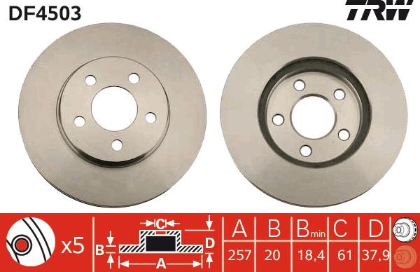 TRW DF4503 - Brake Disc parts5.com