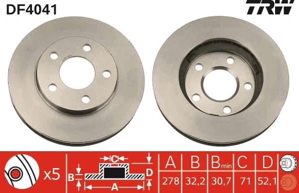 TRW DF4041 - Disco de freno parts5.com