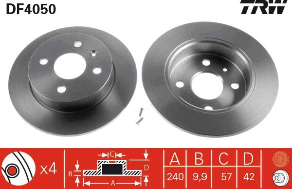 TRW DF4050 - Tarcza hamulcowa parts5.com