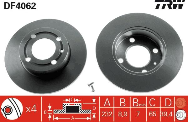 TRW DF4062 - Fren diski parts5.com