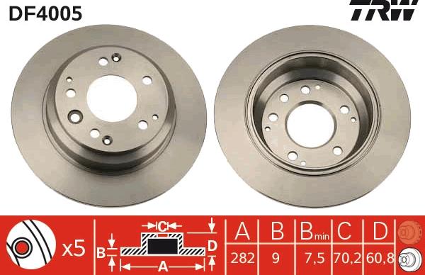 TRW DF4005 - Bremsscheibe parts5.com