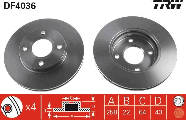 TRW DF4036 - Disque de frein parts5.com