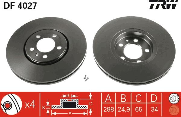 TRW DF4027 - Brake Disc parts5.com