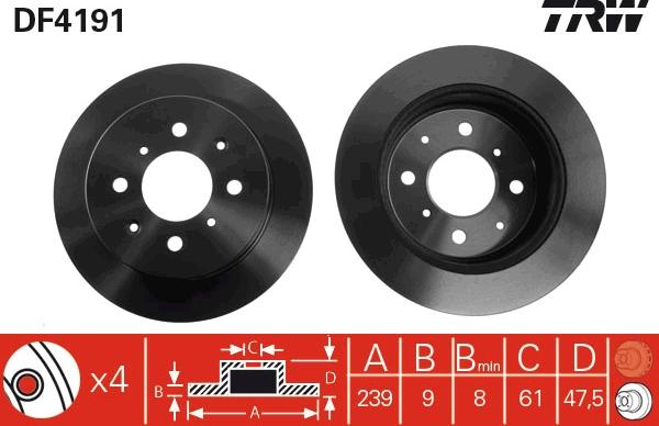 TRW DF4191 - Disco de freno parts5.com