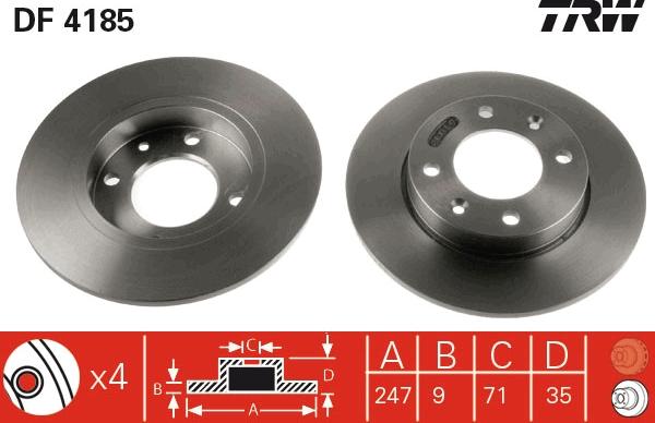 TRW DF4185 - Zavorni kolut parts5.com