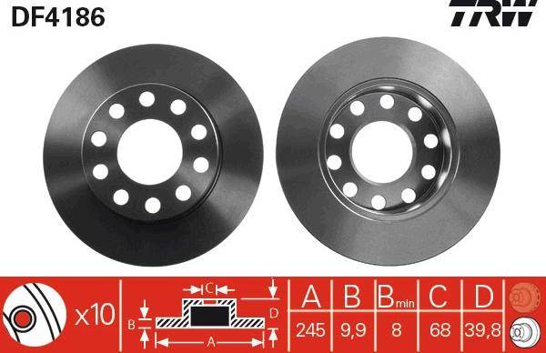 TRW DF4186 - Tarcza hamulcowa parts5.com