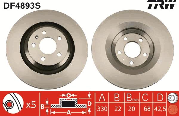 TRW DF4893S - Brake Disc parts5.com